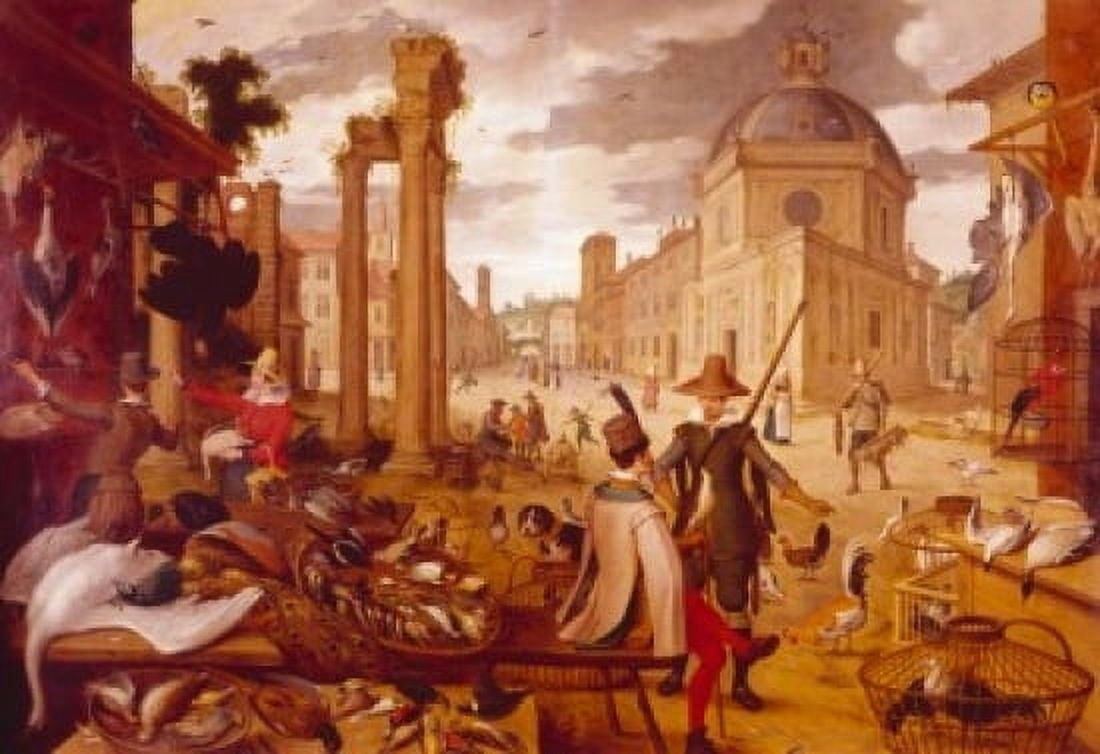 The Bird Market by Sebastian Vrancx (1573-1647) Canvas Art - Sebastian Vrancx (24 x 36)
