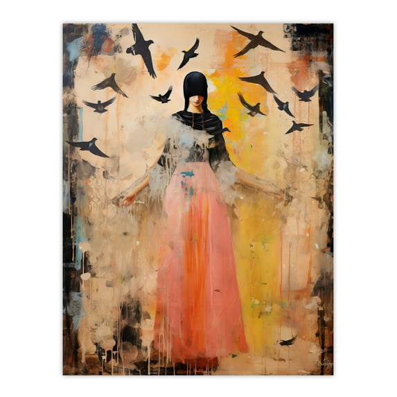 The Bird Queen By Shannon Blacksmith Woman Portrait Raven Blackbirds Emo Extra Large XL Wall Art Poster Print
