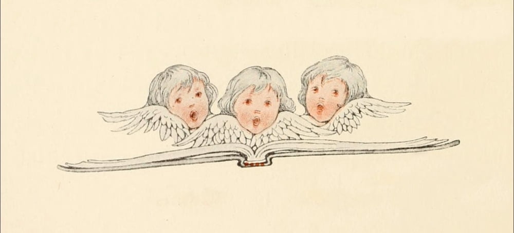 The Birds Christmas Carol 1912 Carol Singers Canvas Art - Katherine Wireman (24 x 36)