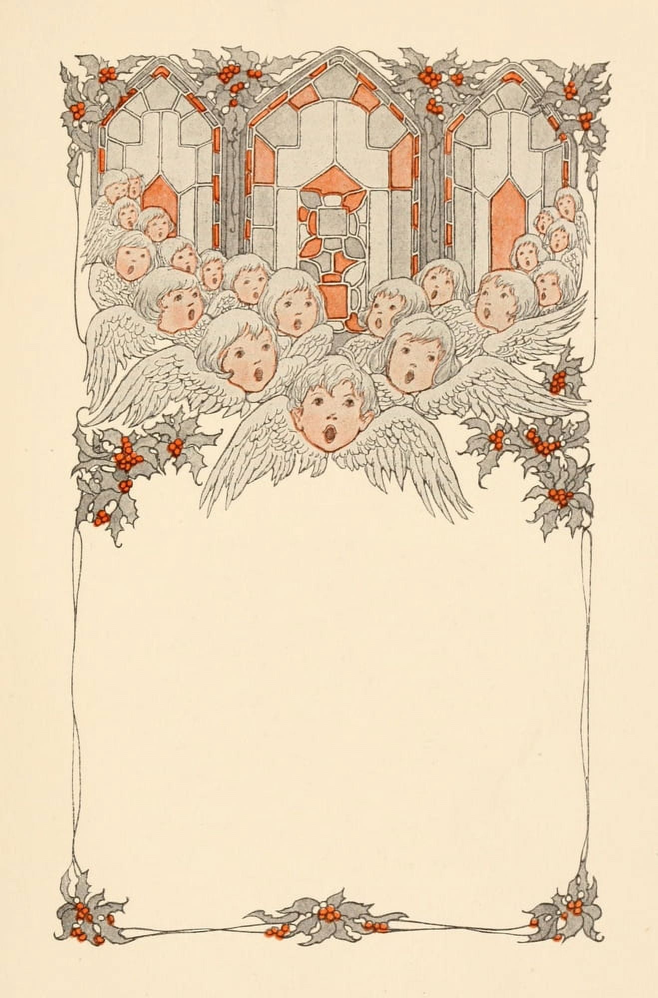 The Birds Christmas Carol 1912 Choir Boys frame Canvas Art - Katherine Wireman (24 x 36)