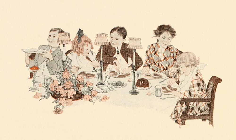 The Birds Christmas Carol 1912 Dinnertime Canvas Art - Katherine Wireman (18 x 24)