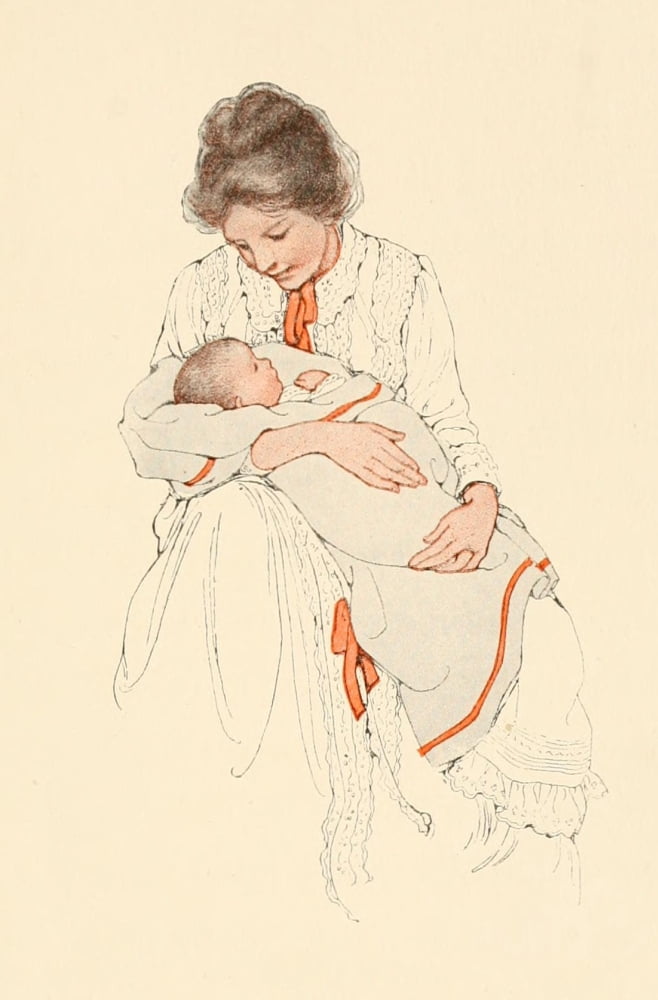 The Birds Christmas Carol 1912 Mother with baby Canvas Art - Katherine Wireman (18 x 24)
