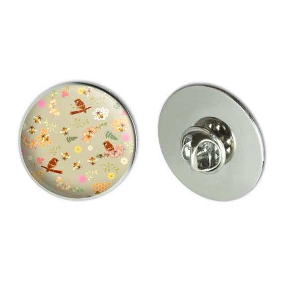 The Birds and the Bees Pattern Metal 1.1" Tie Tack Hat Lapel Pin Pinback