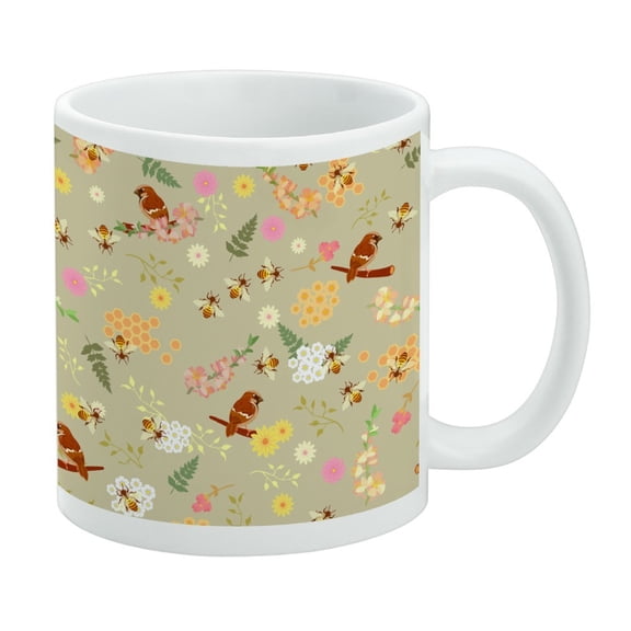 The Birds and the Bees Pattern White Mug