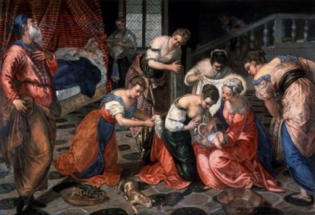 The Birth Of John The Baptist Jacopo Tintoretto (1518-1594 Italian) Hermitage Museum St Petersburg Russia Canvas Art - Jacopo Tintoretto (24 x 36)