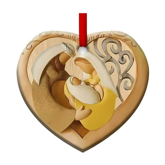 The Birth of Jesus Christmas Ornament Blessing Nativity Scene Ornament, Christian Hanging Decoration for Xmas Tree Car Rearview Mirror