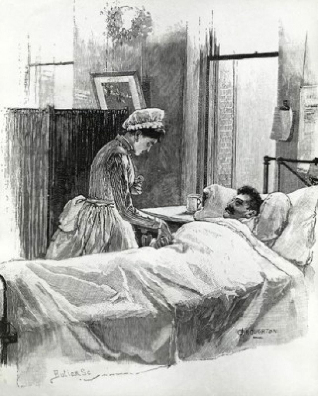 The Birth of the American Trained Nurse Taking the Pulse Artist Unknown Canvas Art - (18 x 24)
