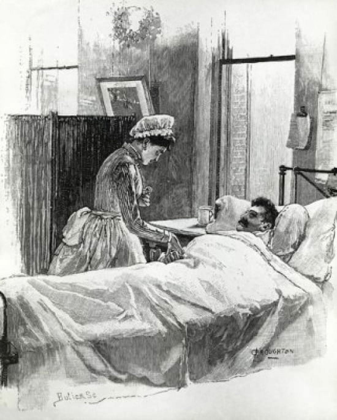 The Birth of the American Trained Nurse Taking the Pulse Artist Unknown Canvas Art - (24 x 36)