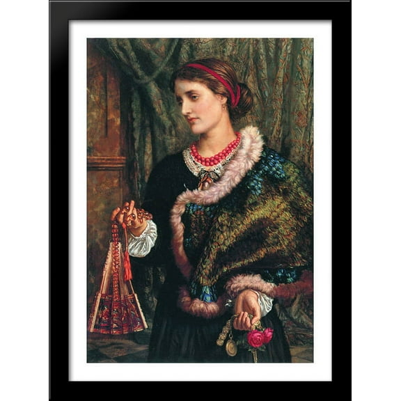The Birthday (A Portrait Of The Artist's Wife, Edith) 28x38 Large Black Wood Framed Print Art by William Holman Hunt