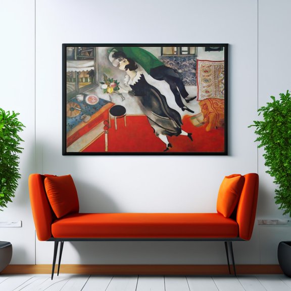 The Birthday by Marc Chagall Poster Wall Art Reproduction Cubism Print, Unframed Paper Poster 8x10in