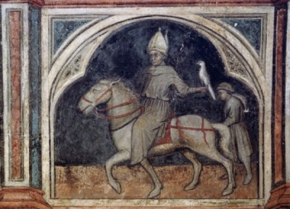 The Bishop with a Falcon Artist Unknown (Italian) Palazzo Della Ragione Italy Canvas Art - (18 x 24)