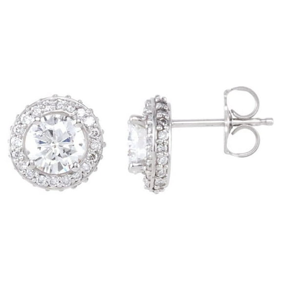 The Black Bow 1 1/2 Cttw Diamond Entourage 8.5mm Post Earrings in 14k White Gold