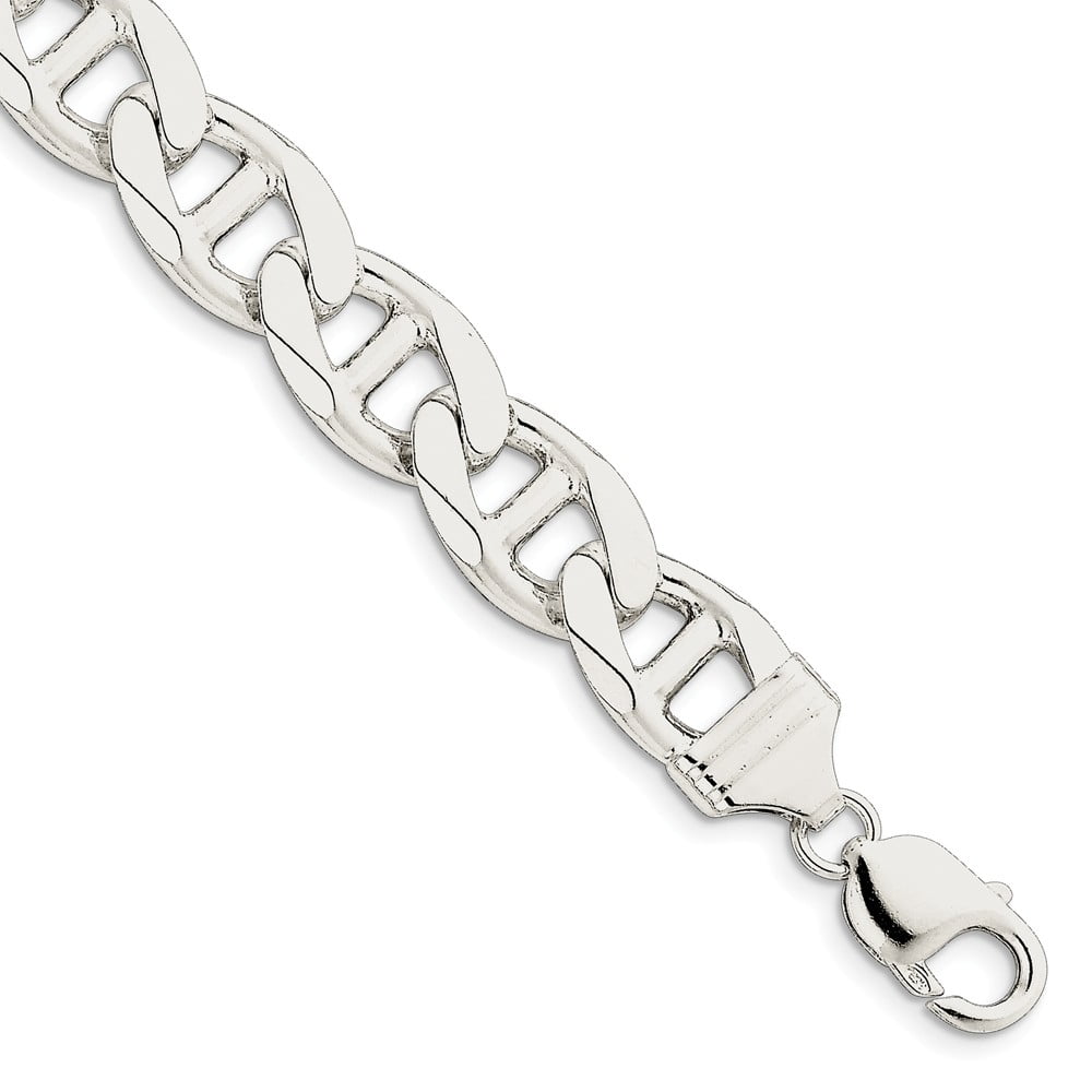 The Black Bow 13.5mm Sterling Silver Solid Flat Cuban Anchor The Black Bow 13.5mm Sterling Silver Solid Flat Cuban Anchor