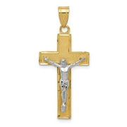 The Black Bow 14k Two Tone Gold Diamond-cut Crucifix Cross Pendant, 16 x 36mm