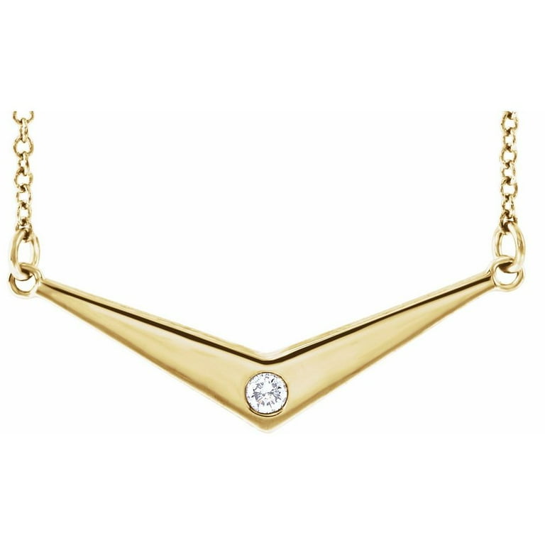 14K Yellow Gold 1/6 CTW Diamond Curved Bar 16-18 14K Yellow Gold 1/6 CTW Diamond Curved Bar 16-18