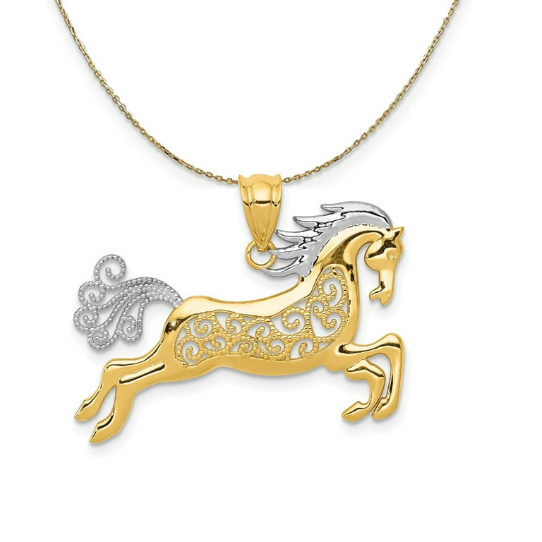 14k Yellow Gold Filigree Textured Horse Pendant 14k Yellow Gold Filigree Textured Horse Pendant
