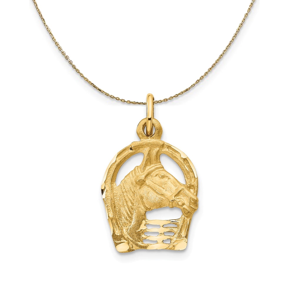 Diamond Big Horseshoe Yellow Gold Necklace - Equestrian jewellery