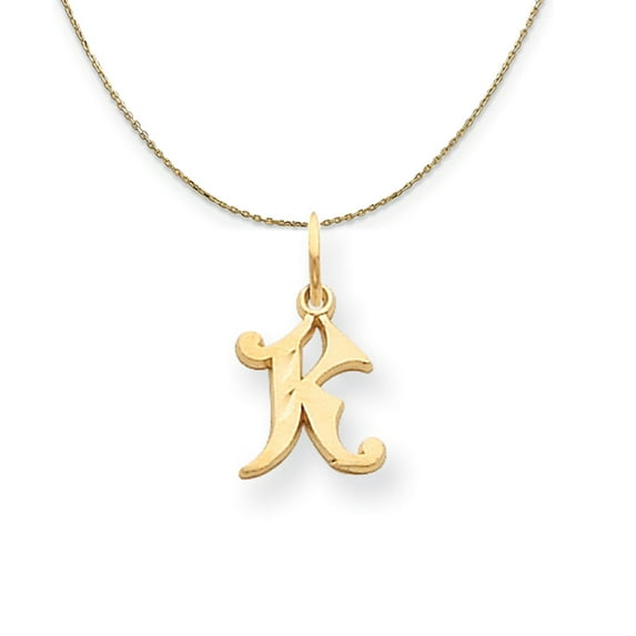 The Black Bow 14k Yellow Gold, Isabelle, Mini Letter K Initial Necklace - 22 Inch