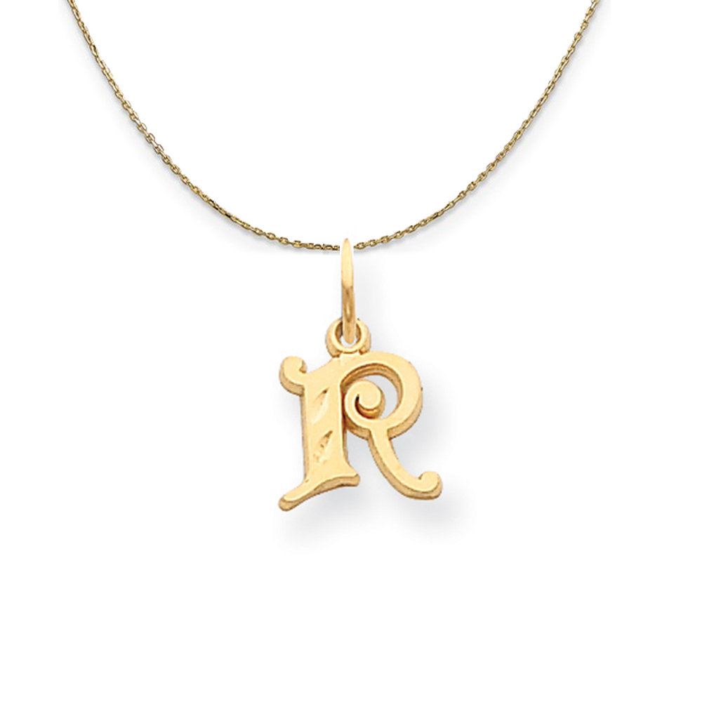 The Black Bow 14k Yellow Gold, Isabelle, Mini Letter R Initial Necklace ...