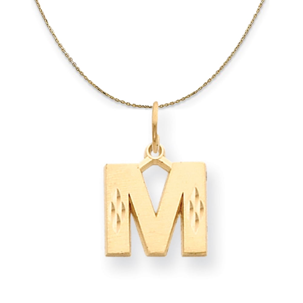 The Black Bow 14k Yellow Gold, Julia, Sm Satin Block Initial M Necklace ...