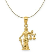 BLACK BOW JEWELRY COMPANY The Black Bow 14k Yellow Gold Lady of Justice with Scales Necklace - 18 Inch