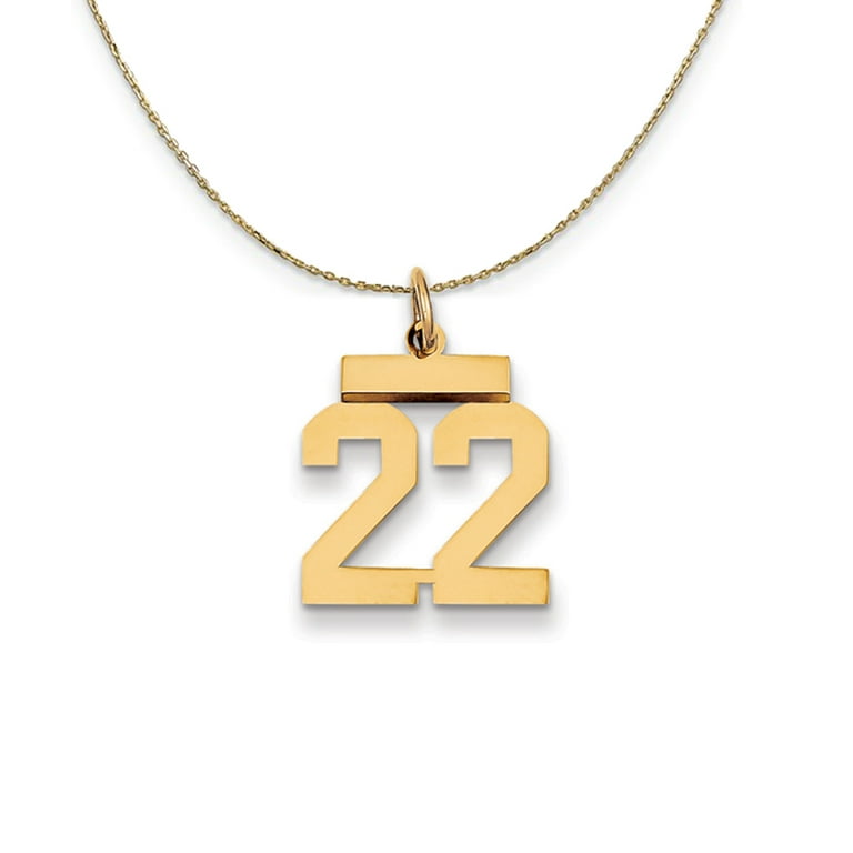 The Black Bow 14k Yellow Gold, Small Polished Number 22 Necklace - 22 Inch