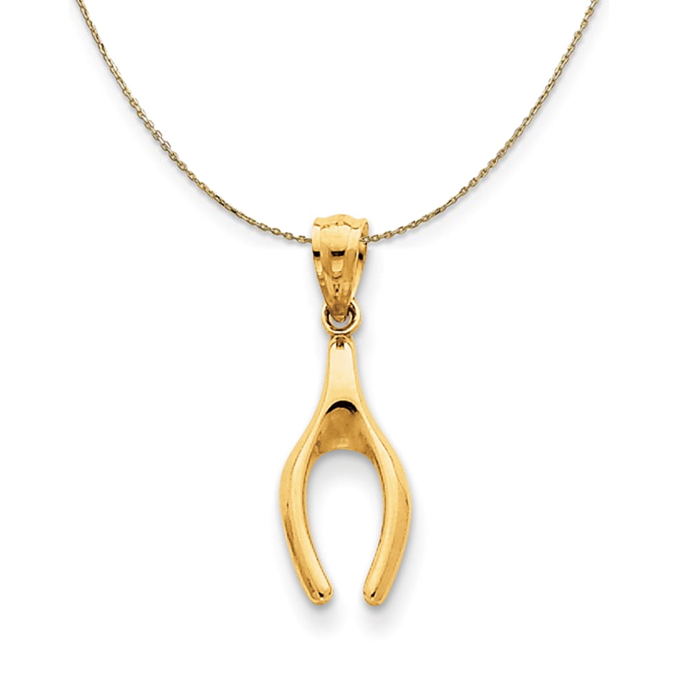 14 Karat Yellow Gold Wishbone Pendant With 16=0.05tw Single Cut G I  Diamonds - 001-160-01338
