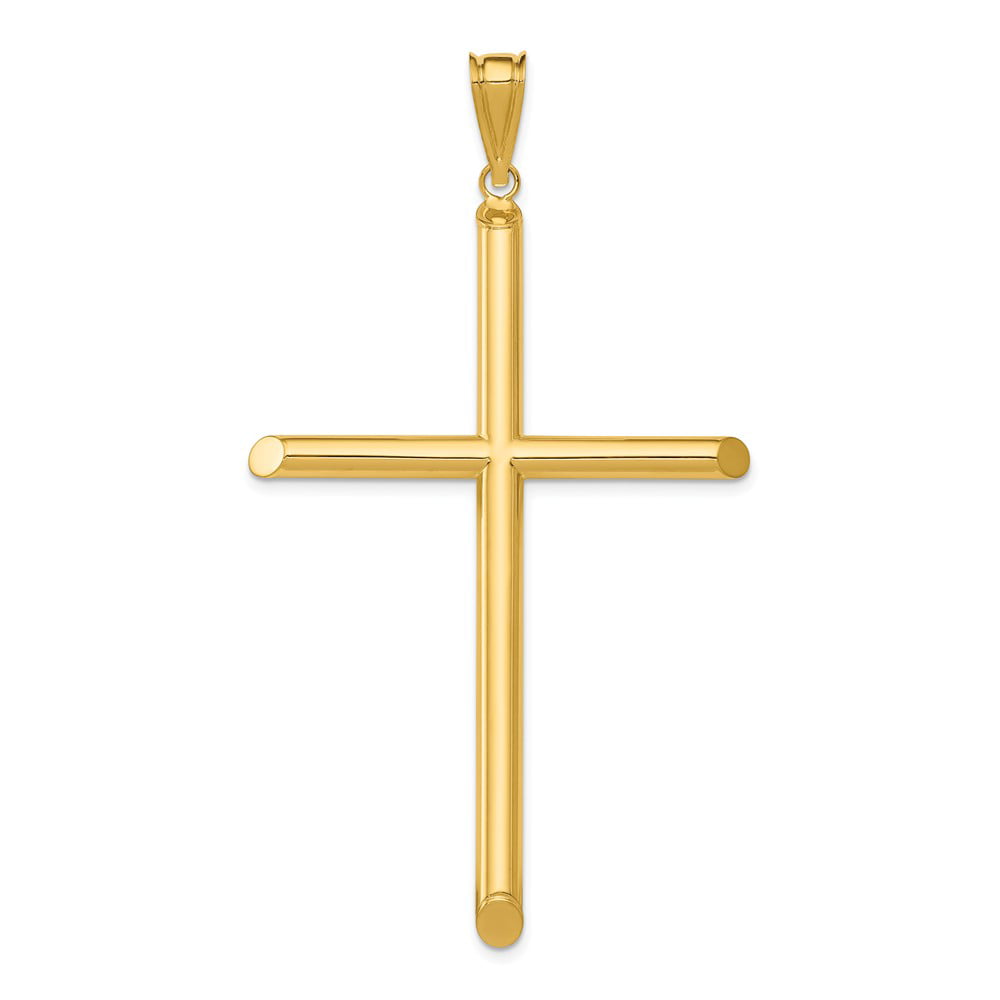 The Black Bow 14k Yellow Gold X-Large 4mm Hollow Tube Cross