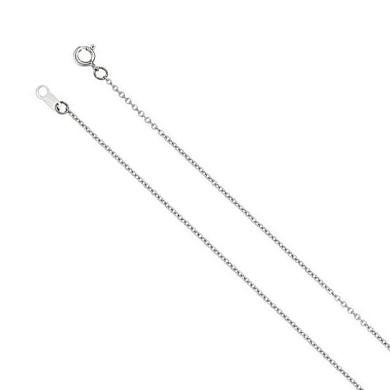 The Black Bow 1mm 14k White Gold Solid Cable Chain Necklace 15 Inch