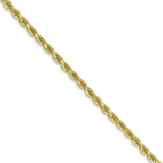 The Black Bow 2.25mm 10k Yellow Gold Diamond Cut Solid Rope Chain Necklace, 26 Inch