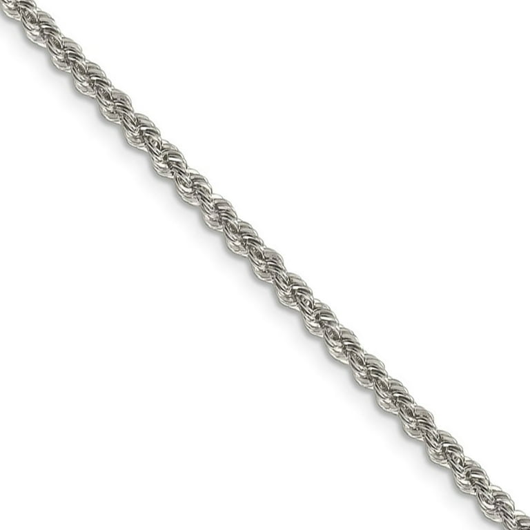 The Black Bow 2.5mm Sterling Silver Solid Rope Chain Necklace, 20
