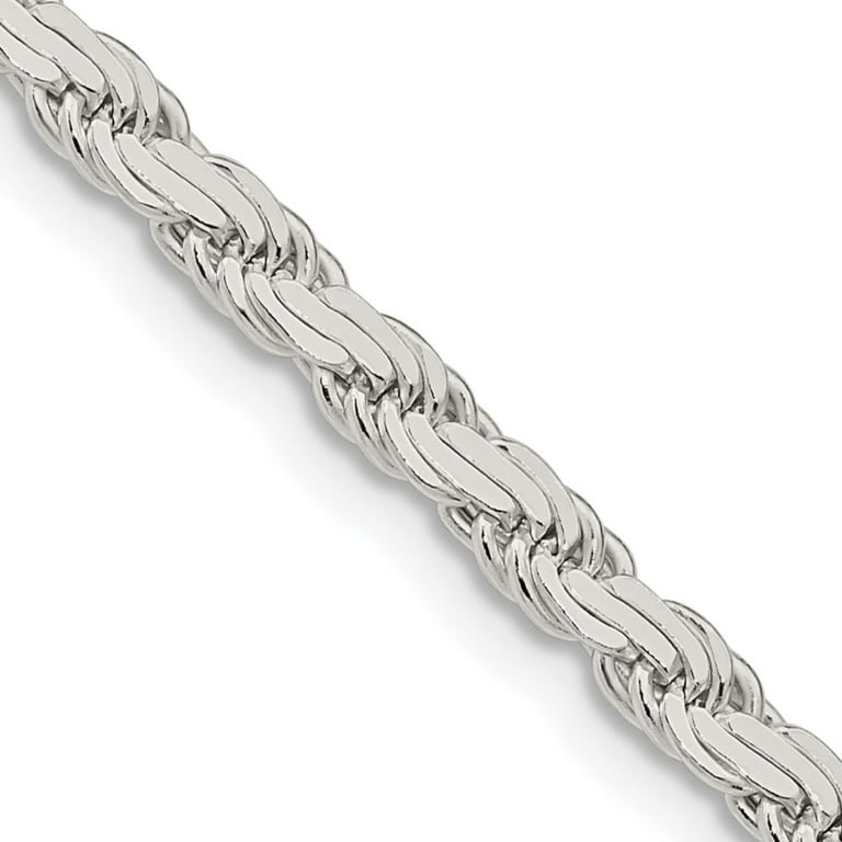 The Black Bow 3.6mm Sterling Silver Solid Flat Rope Chain Necklace, 22 Inch  