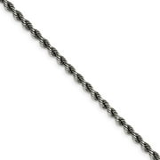 BLACK BOW JEWELRY COMPANY The Black Bow 3mm Sterling Silver & Black Plated Solid Rope Chain Necklace, 24 Inch