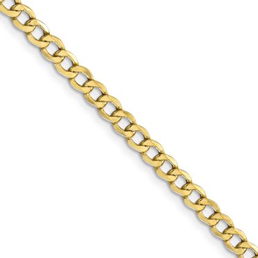 Primal Gold 14 Karat Yellow Gold 3.35mm Semi-Solid Curb Link Chain ...