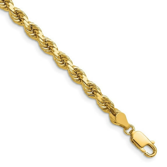 14k Yellow Gold Solid 5mm D Cut Rope Lobster Clasp Chain Bracelet 8 Inch Lobster Claw - Identification Bracelet for Wome