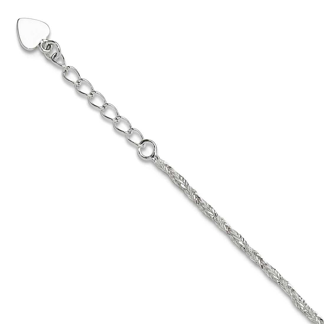 925 Sterling Silver Fancy Lobster Closure Polished Anklet 9 Inch 2mm Wide Anklet for Women