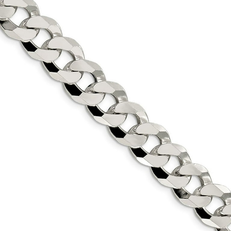 Beveled Curb Chain Necklace 3mm Width Sterling Silver