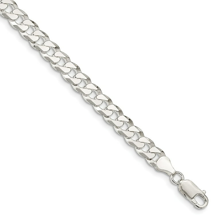 Beveled Curb Chain Bracelet 7mm 180 Sterling Silver Beveled Curb Chain Bracelet 7mm 180 Sterling Silver
