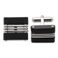 thumbnail image 1 of Stainless Steel Brushed and Polished Black Ip Plated Cuff Links 18x20mm Wide Cuff Link for Men, 1 of 3