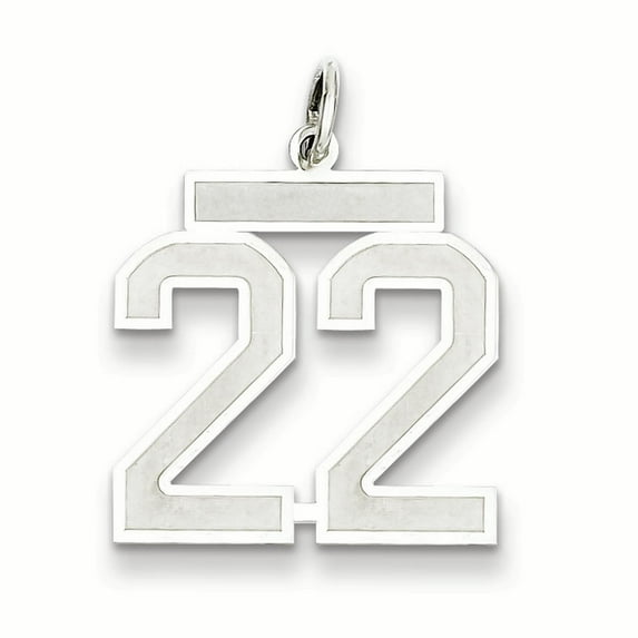 The Black Bow Sterling Silver, Jersey Collection, Medium Number 22 Pendant