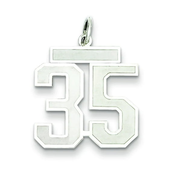 The Black Bow Sterling Silver, Jersey Collection, Medium Number 35 Pendant