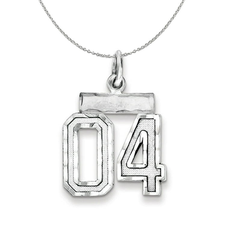 The Black Bow Silver, Varsity Collection, Small D/C Number 04 Necklace - 24  In