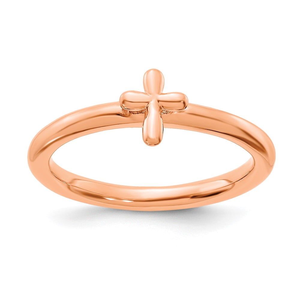 The Black Bow Sterling Silver 14k Rose Gold Plated Stackable Cross Ring ...