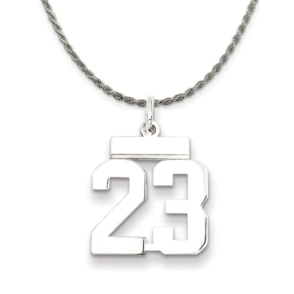 The Black Bow Sterling Silver Large Polished Number 23 Necklace