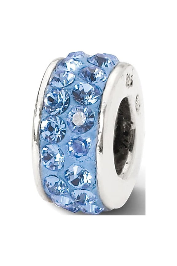 The Black Bow Sterling Silver with Light Blue Crystals Double Row Bead Charm