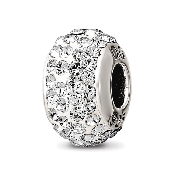 925 Sterling Silver Polished Reflections April Full Crystal Bead Charm 12.73x7.27mm Wide Pendant Necklace for Women