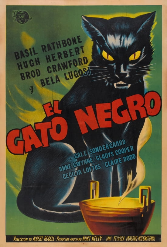 The Black Cat El Gato Negro Horror Movie Canvas Art -  (24 x 36)