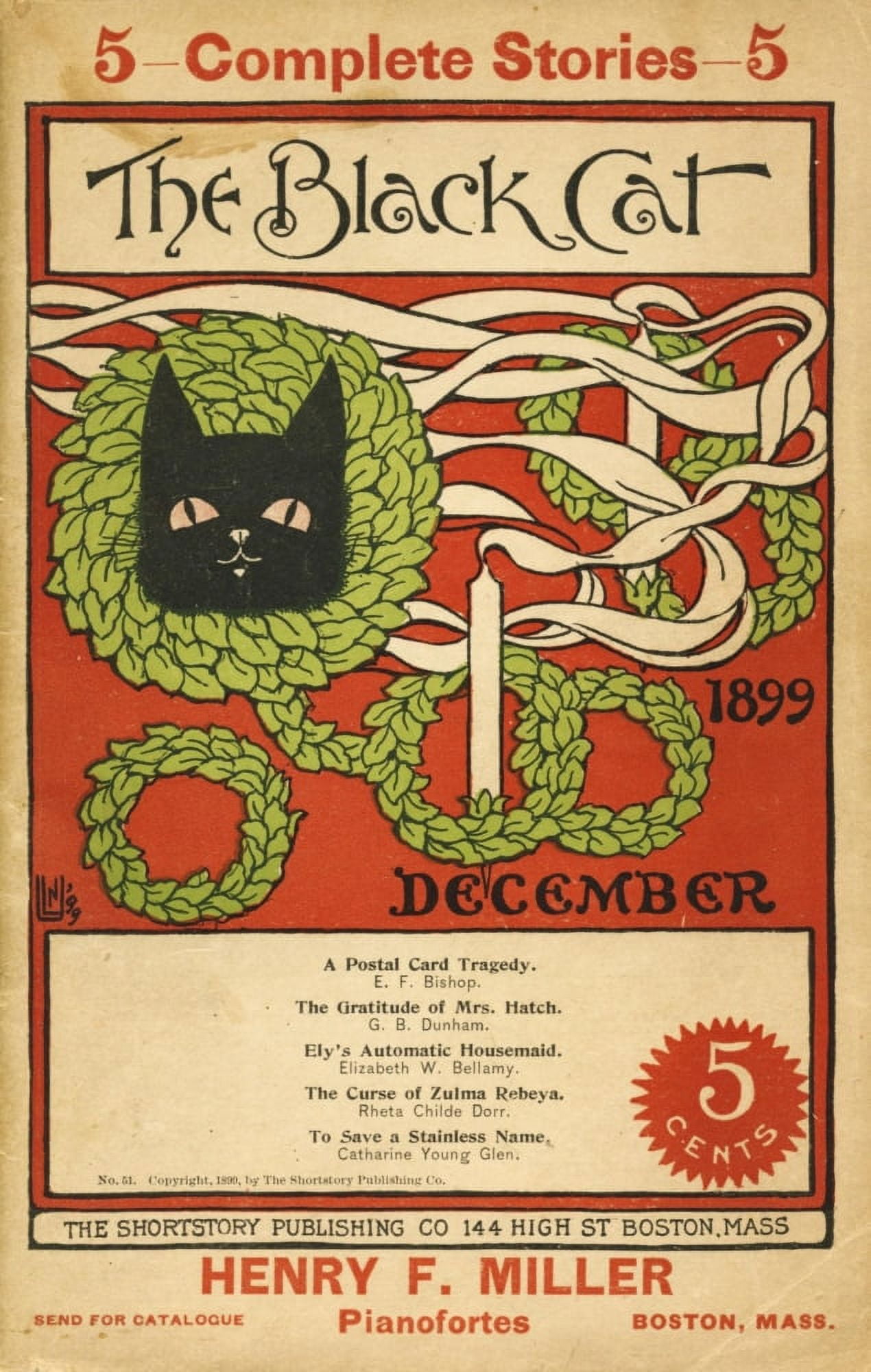 The Black Cat Magazine 1899 Cover Canvas Art - Unknown (18 x 24)