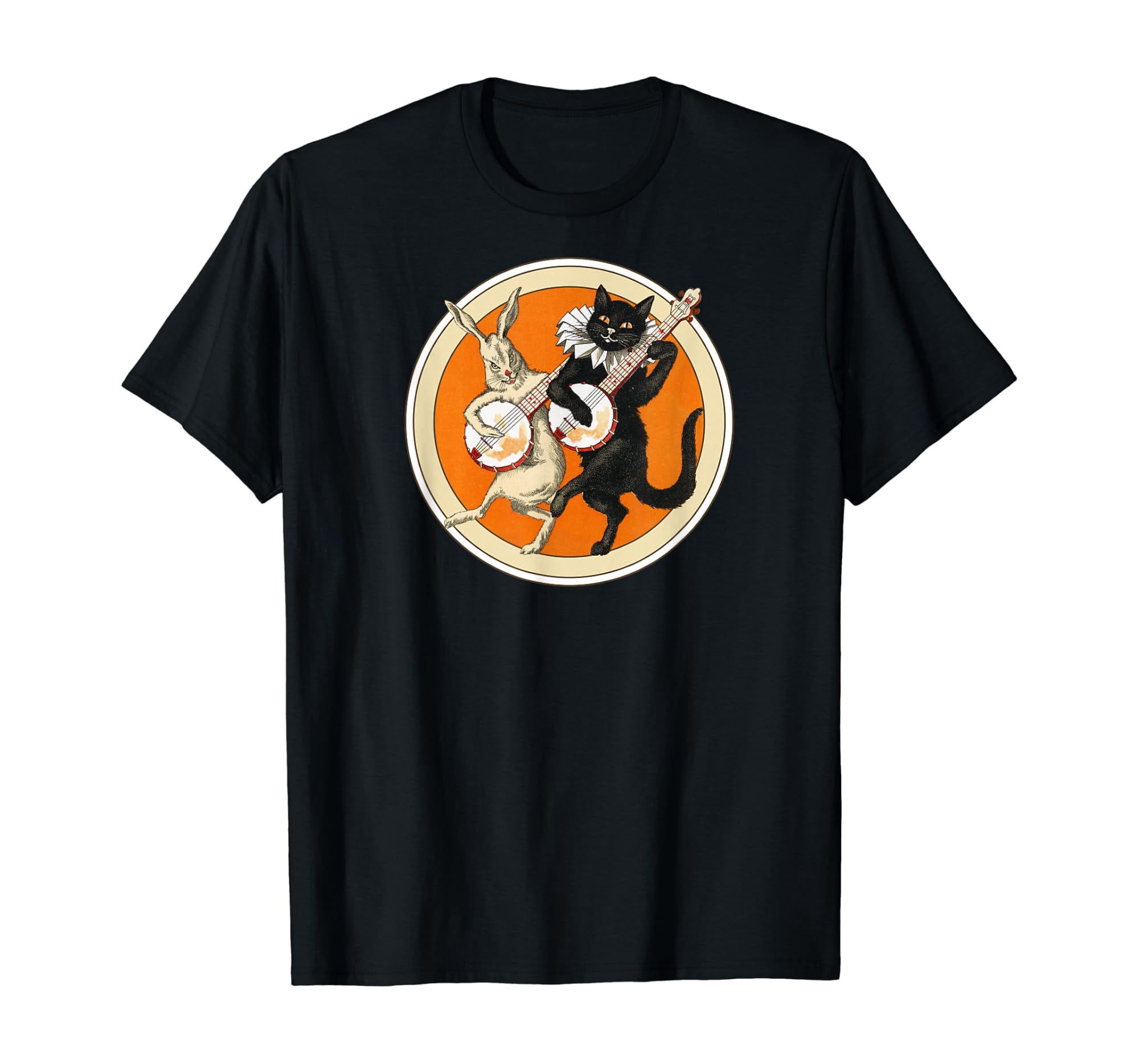 The Black Cat Magazine Halloween Cat Rabbit And Banjo T-Shirt - Walmart.com