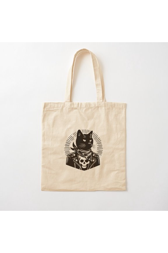 The Black Cat Rebel Canvas Tote Bags, Reusable Shopping Bag